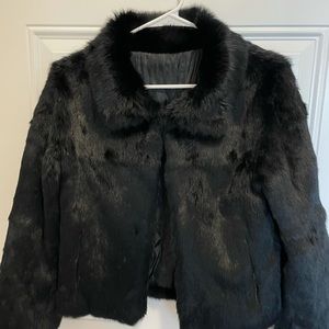 100% genuine rabbit fur coat with pockets!